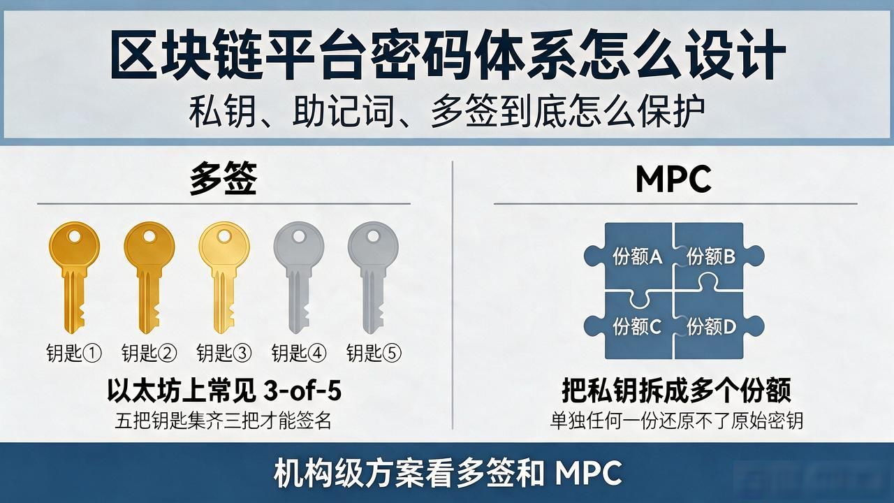 区块链平台密码体系怎么设计：私钥、助记词、多签到底怎么保护